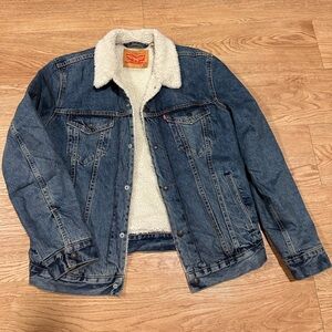 Levi's Dark Blue Denim Jacket with Cream Sherpa